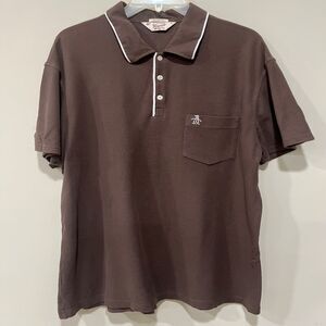 1970s Vintage Original Penguin Munsingwear Mens Brown Short Sleeve Polo Shirt XL